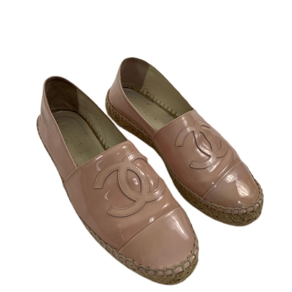 Chanel Pink Patent Leather CC Espadrilles